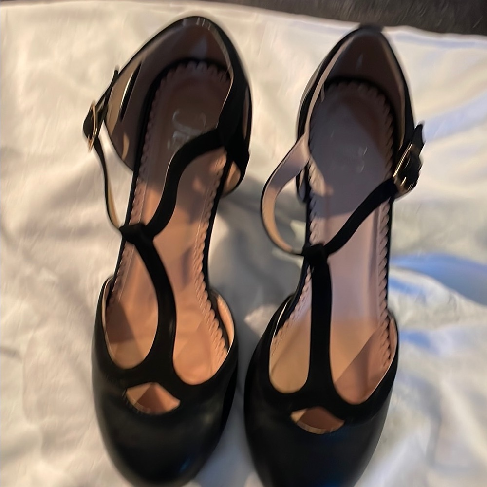 Elegant Black Women's T-Strap Heels